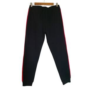 Katya Dobryakova Jogger Pants Black Red Fleece Casual Athleisure Lounge Size S